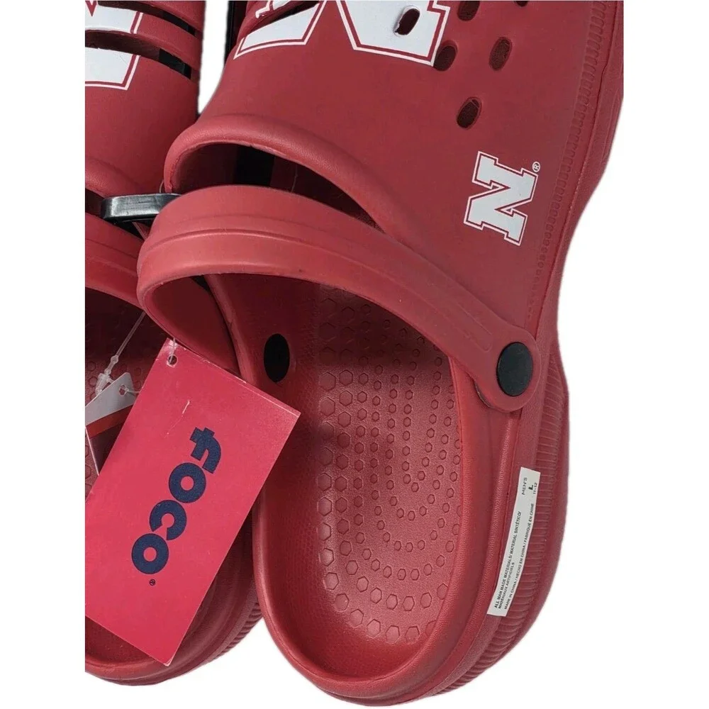 FOCO Licensed Men's Red Nebraska Clogs UNL Cornhusker State Size L Large 11-12